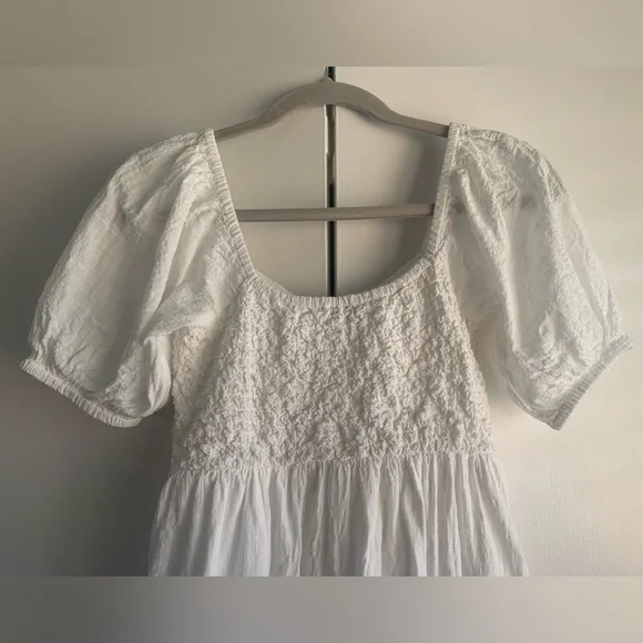 Topshop White Smocked Midi Dress - Picture 4 of 7